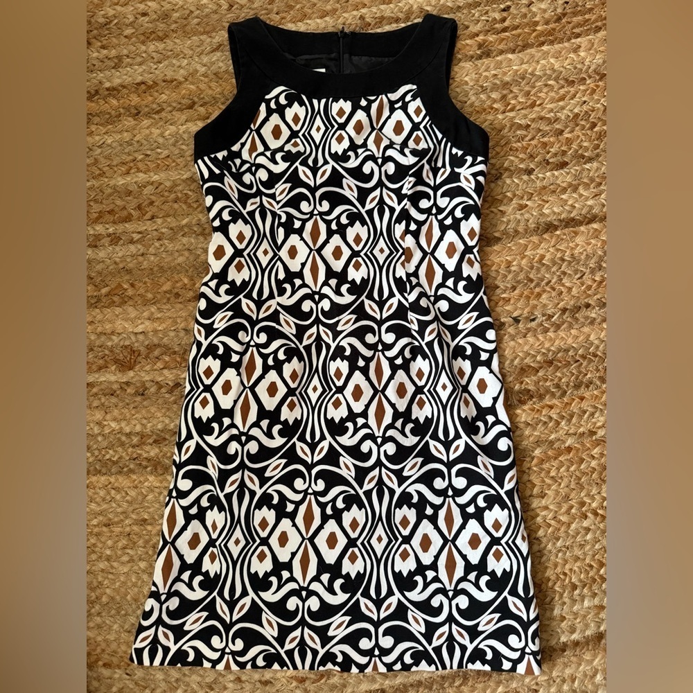 Talbots Vintage Size 4 Black & White High Neck Cotton Shift Dress